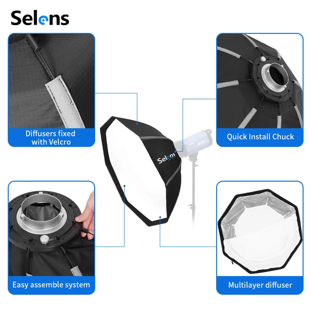 Selens 82/105cm Payung Softbox - Photography Studio Lighting Set Up ulasan dan harga
