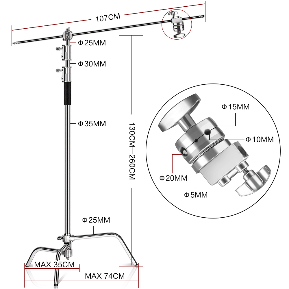 Dudukan Fotografi C-stand Baja - Photography Lighting Softbox ulasan dan harga