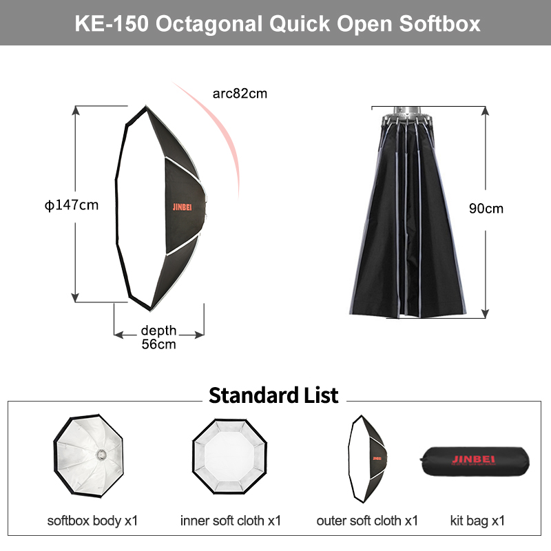 JINBEI KE- 150cm Soft Box Octa - Photography Studio Lighting Set Up ulasan dan harga